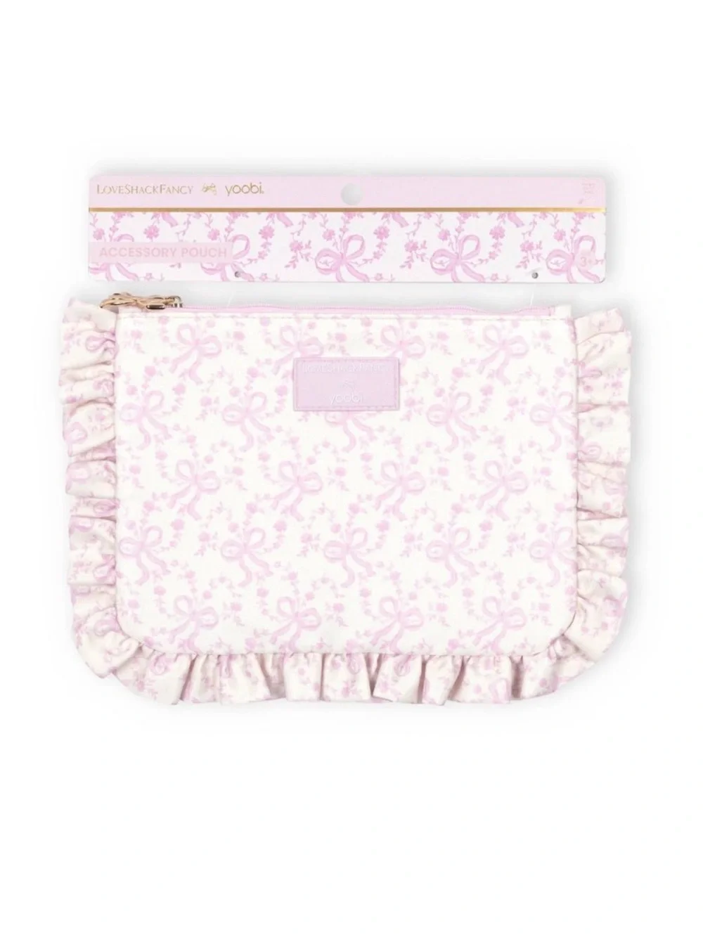 New LoveShackFancy x Target | Yoobi Coquette Bow Riffled Flat Zip Pencil Pouch